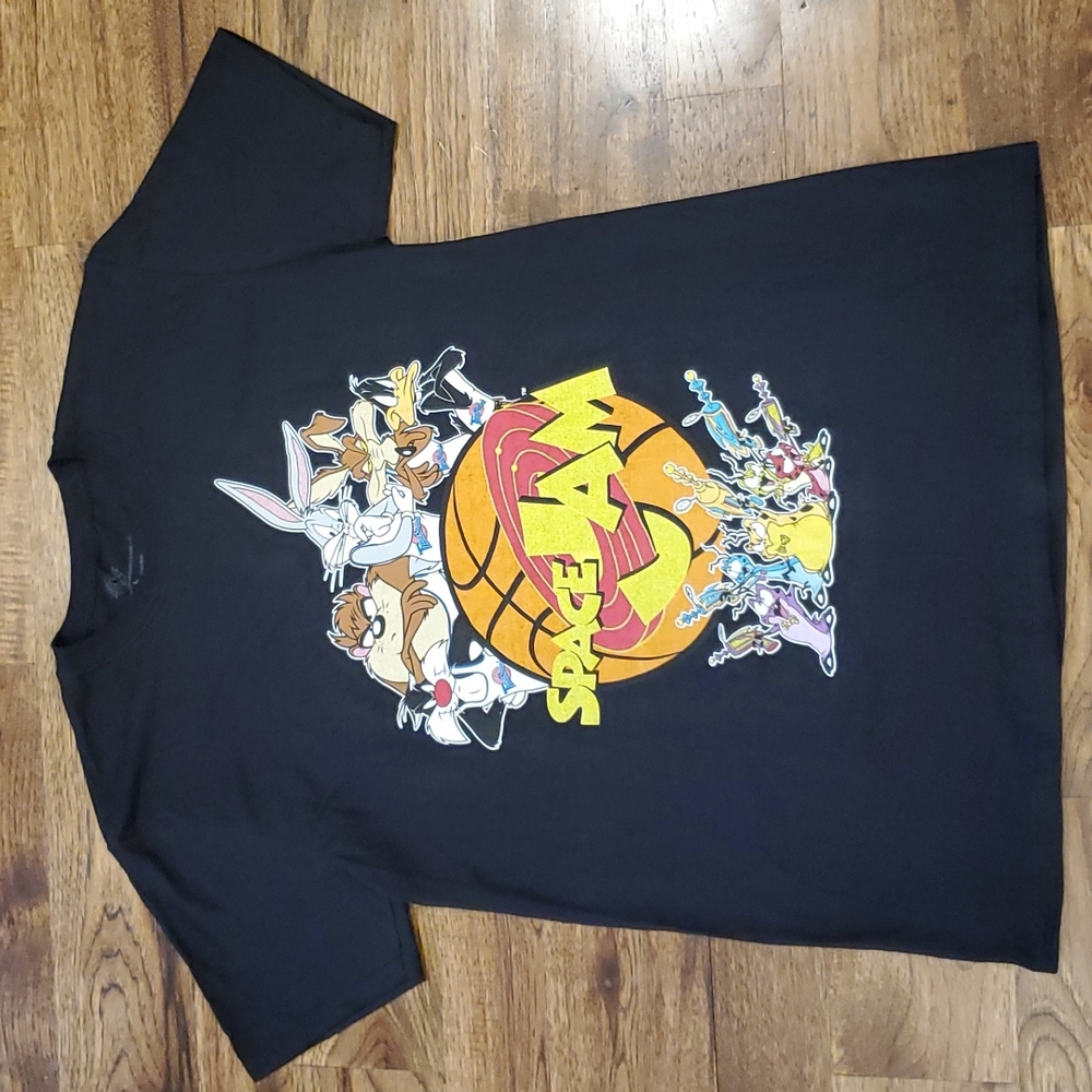 Mens Space Jam black graphic print tshirt size L